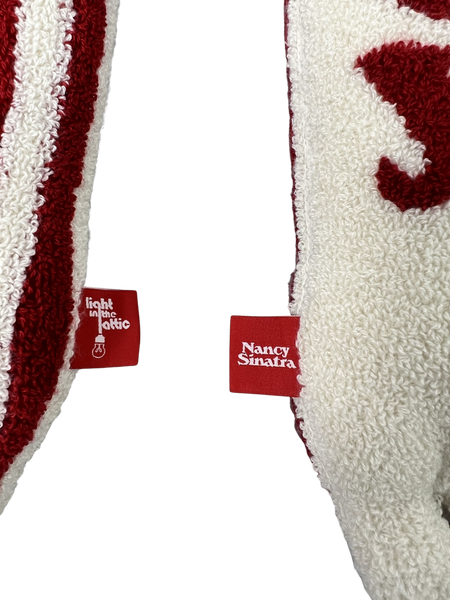 Limited Edition Custom Shaped Boot Pillow Featuring Nancy Sinatra Logo